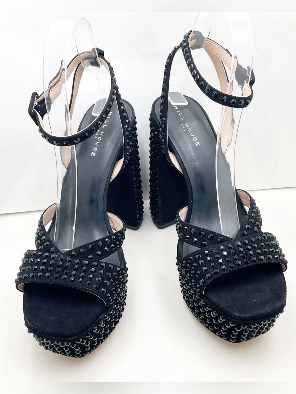 {Hill House Home} Rhinestone Studded Ankle Strap Party Platform Heels